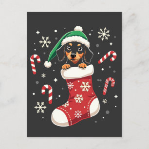 Postal Perro Beagle con amantes de los Navidades de Santa