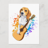 Perro Beagle Tocando Guitarra Acústica