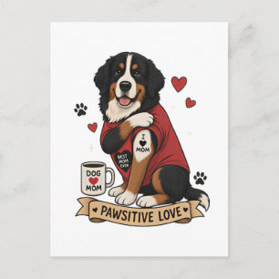 Postal Perro bernés con ilustración de tatuaje Me encanta