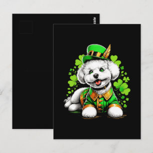 Postal Perro Bichon Frise Día de San Patricio