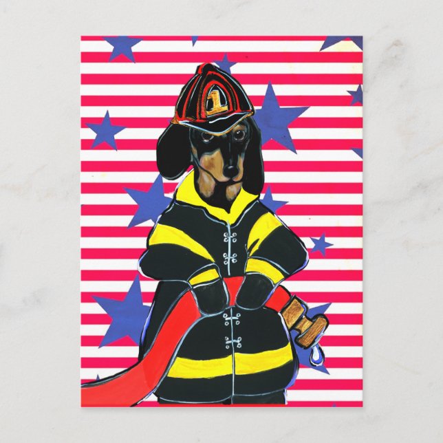 POSTAL PERRO BOMBERO DACHSHUND (Anverso)