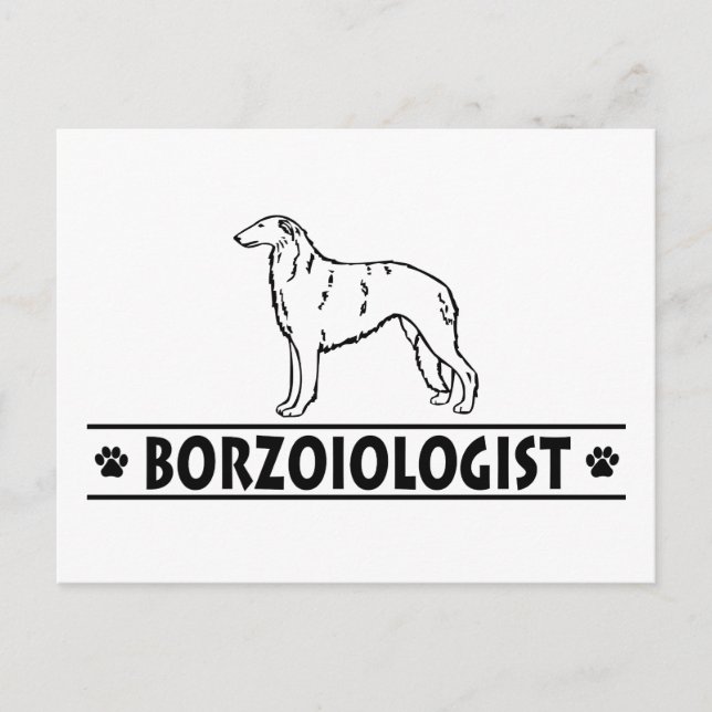 Postal Perro Borzoi humorístico (Anverso)