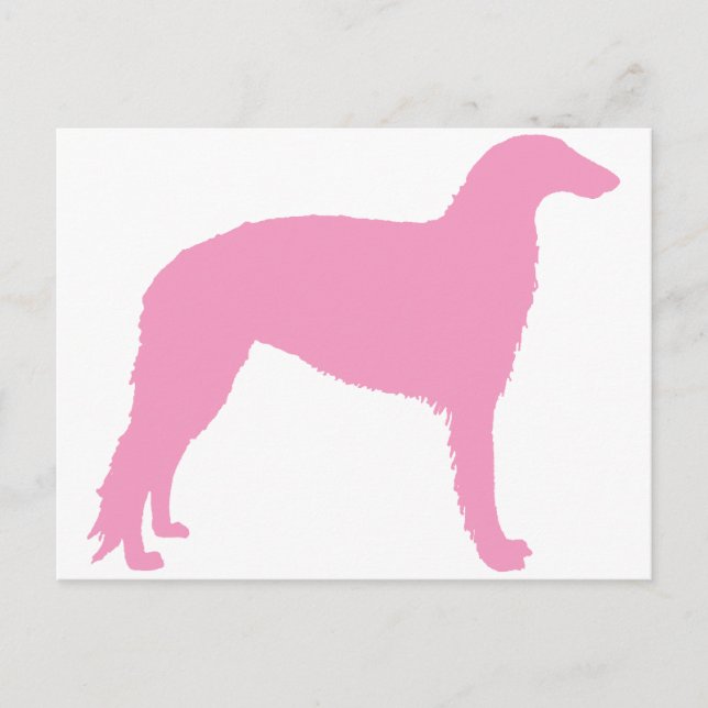 Postal Perro Borzoi (rosa) (Anverso)