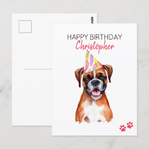 Postal Perro Boxer Cumpleaños Feliz Personalizado 