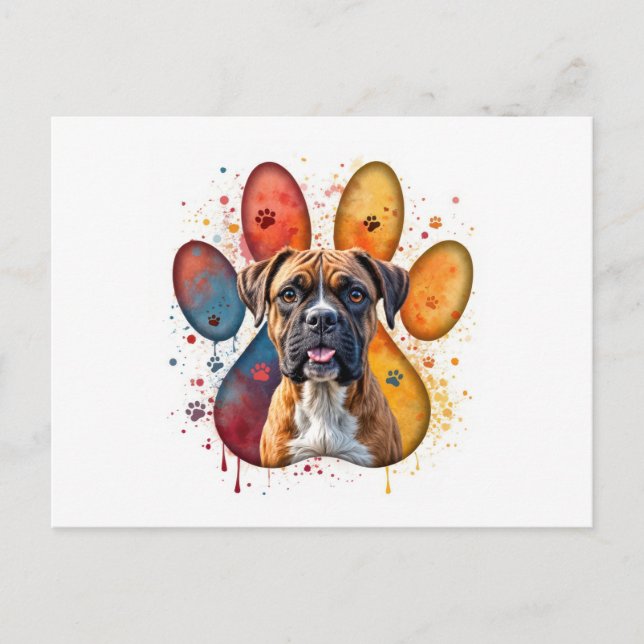 Postal Perro Boxer en papel (Anverso)