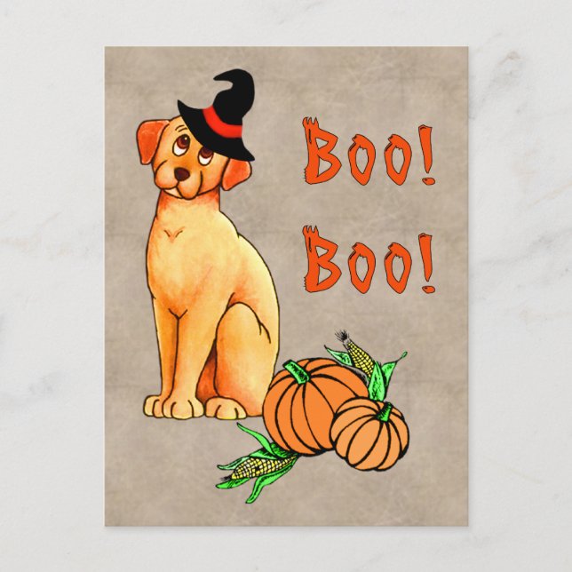 Postal Perro Cachorro de Halloween (Anverso)