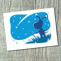Perro Cachorro Estrella Fugaz Noche Azul Cielo Est