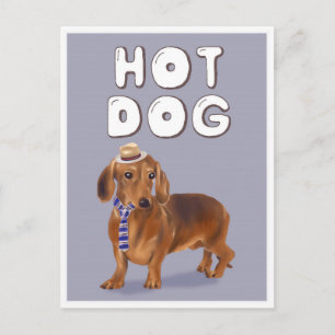 Postal Perro caliente Divertido Dachshund Word Pun