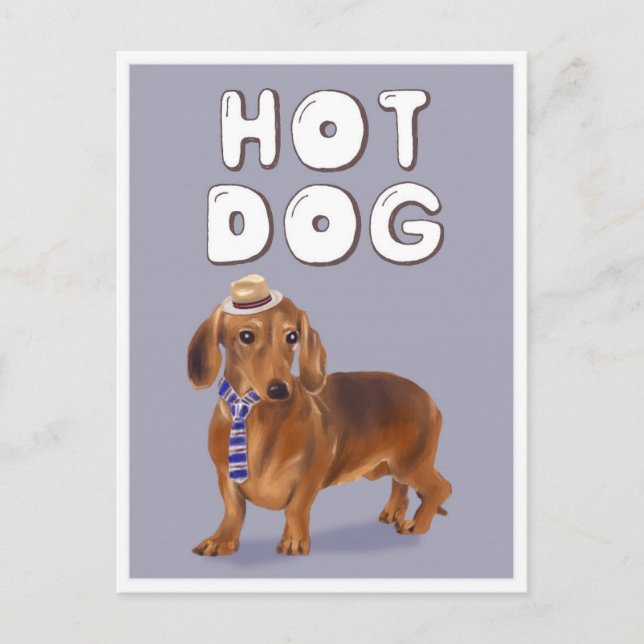 Postal Perro caliente Divertido Dachshund Word Pun (Anverso)