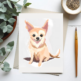 Postal Perro Chihuahua | Cachorro de Perro Mascota Acuare