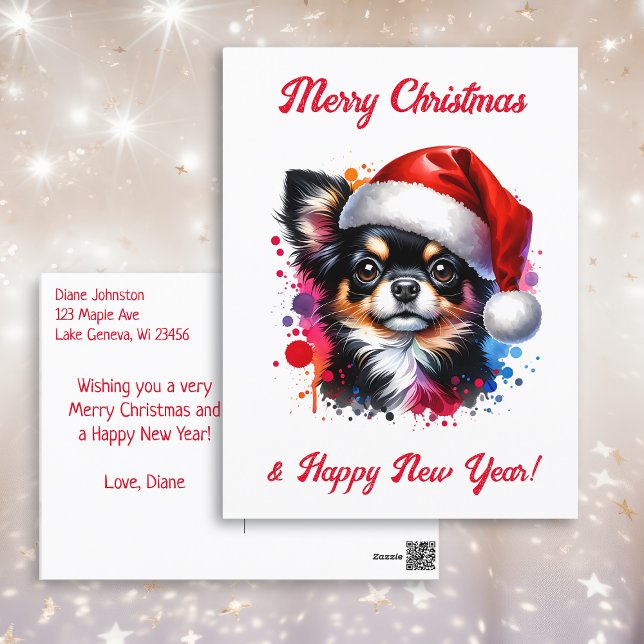 Postal Perro Chihuahua en Navidades de Santa Hat (Subido por el creador)