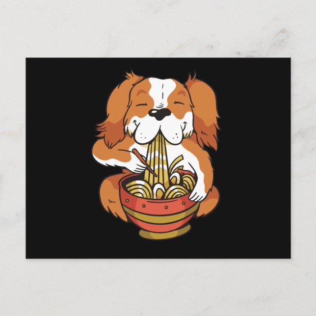 Postal Perro comiendo ramen (Anverso)