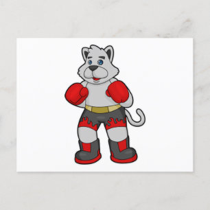 Postal Perro como boxeador con guantes de boxeo