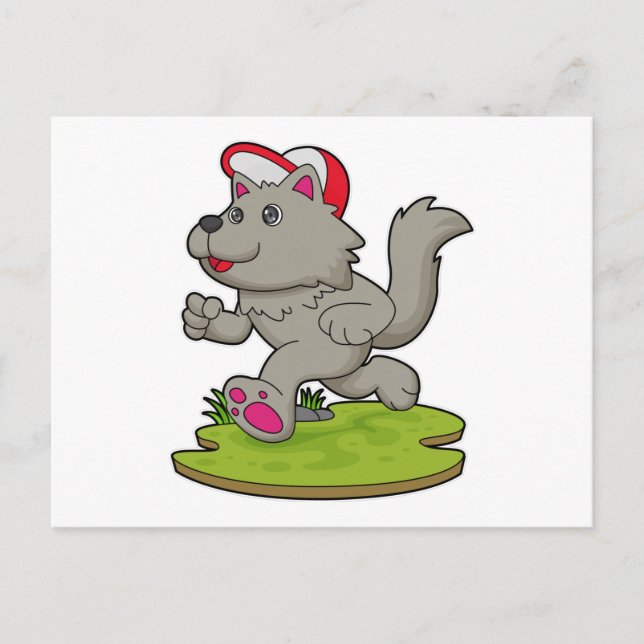 Postal Perro como corredora con gorra (Anverso)