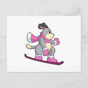 Postal Perro como Esquiador con Sonowboard