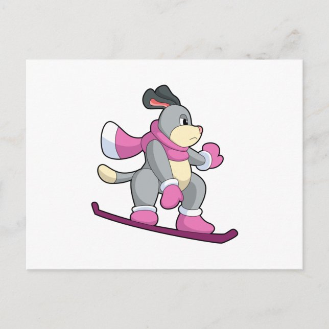 Postal Perro como esquiador con Sonowboard (Anverso)