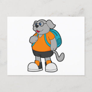 Postal Perro como excursionista con mochila
