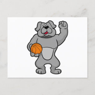 Postal Perro como jugador de baloncesto con balón de balo