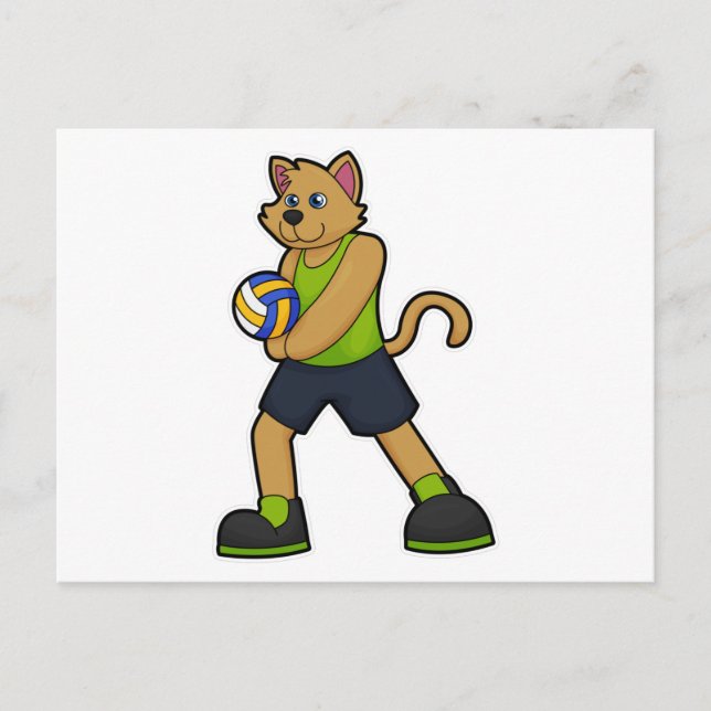 Postal Perro como jugador de voleibol con balón de voleib (Anverso)