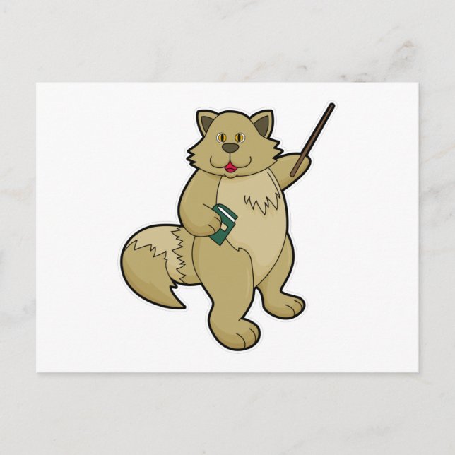 Postal Perro como maestro con libro y puntero (Anverso)