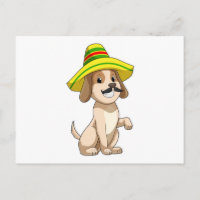Perro como mexicano con sombrero de paja