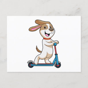 Postal Perro como motociclista con Scooter