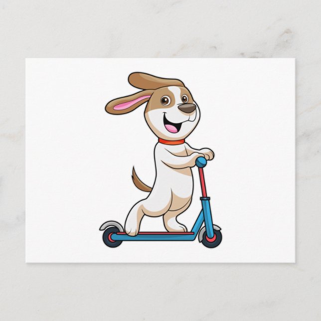 Postal Perro como motociclista con Scooter (Anverso)