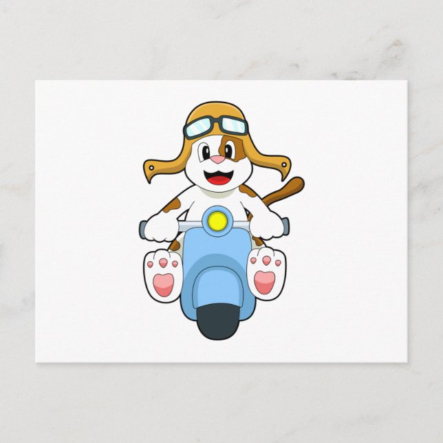 Postal Perro como motociclista con Scooter.PNG (Anverso)