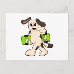 Postal Perro como patinador con monopatín