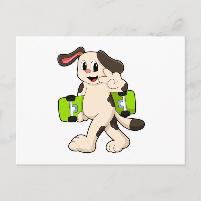 Postal Perro como patinador con monopatín (Anverso)