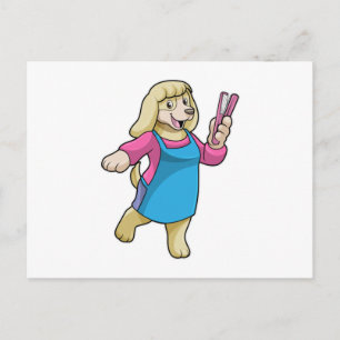 Postal Perro como peluquero con peine