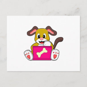 Postal Perro con Computadora Portátil