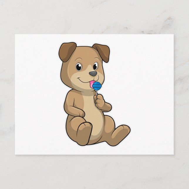 Postal Perro con Dulces Piruleta (Anverso)