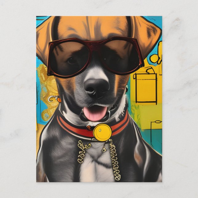 Postal Perro con gafas de sol (Anverso)