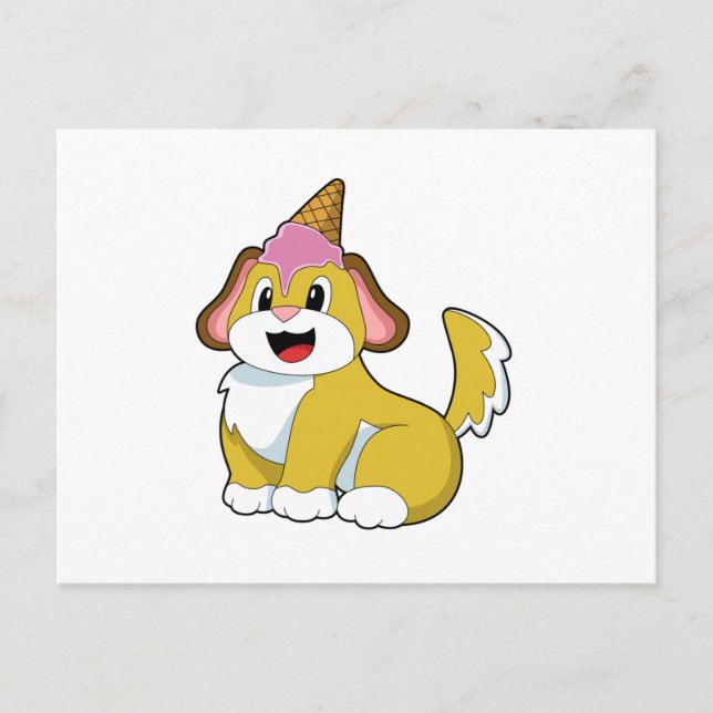 Postal Perro con helado de waffle (Anverso)
