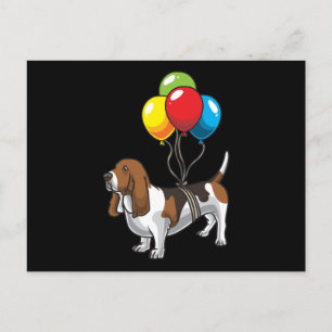 Postal Perro con hongo basset con balón
