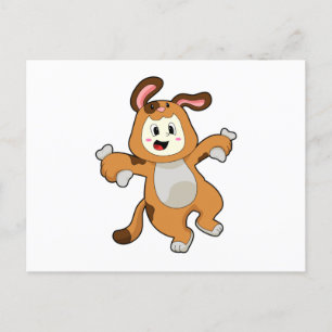Postal Perro con hueso como conejo