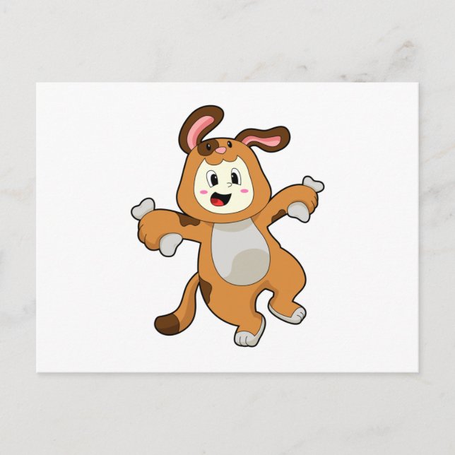 Postal Perro con hueso como conejo (Anverso)
