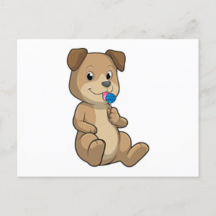 Postal Perro con Lollipop de Dulces
