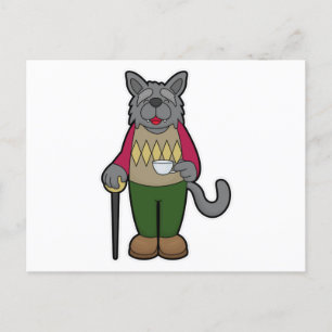 Postal Perro con taza de café