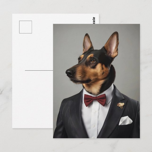 Postal Perro con traje (Anverso / Reverso)