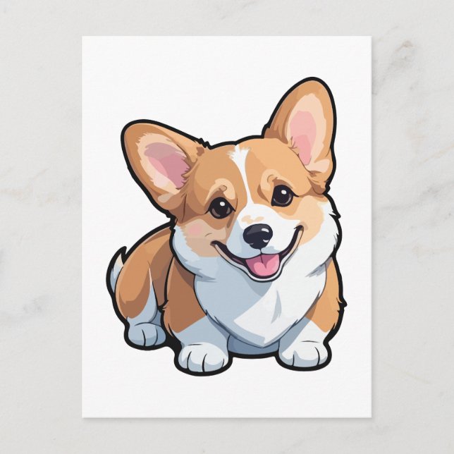 Postal Perro Corgi galés (Anverso)
