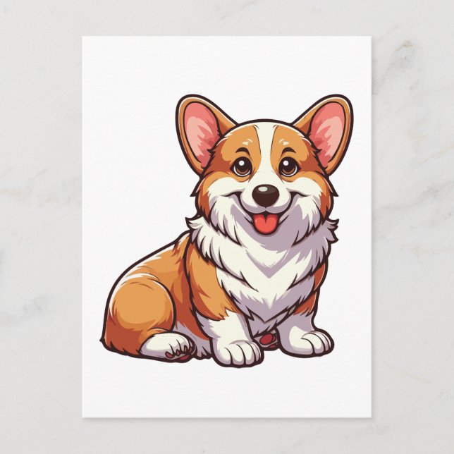 Postal Perro Corgi galés (Anverso)