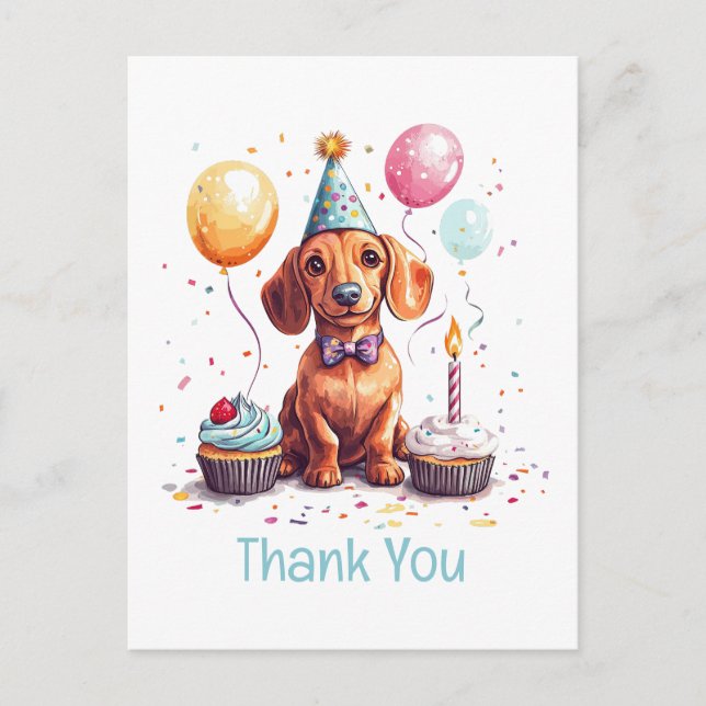 Postal Perro Dachshund Cumpleaños Gracias  (Anverso)