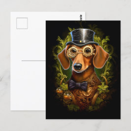 Postal Perro Dachshund De Steampunk En Nombre Personaliza