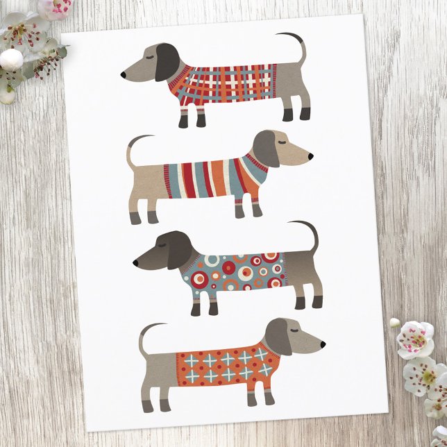 Postal Perro Dachshund Sausage (Dachshund Wiener Sausage Dog fun postcard)