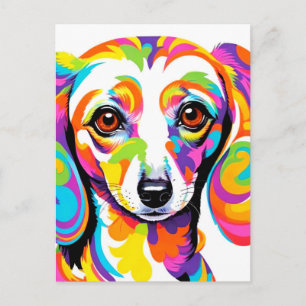 Postal Perro Dachshund Sicodélico Multicolor