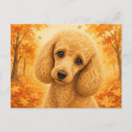 Postal Perro de bosque otoñal Caniche