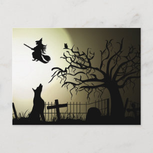 Postal Perro de Brujas y Amortiguadores de Halloween