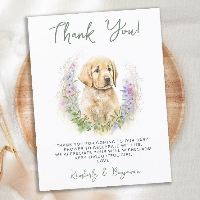 Postal Perro de Cachorro Perro Moderno Gracias Baby Showe (Subido por el creador)